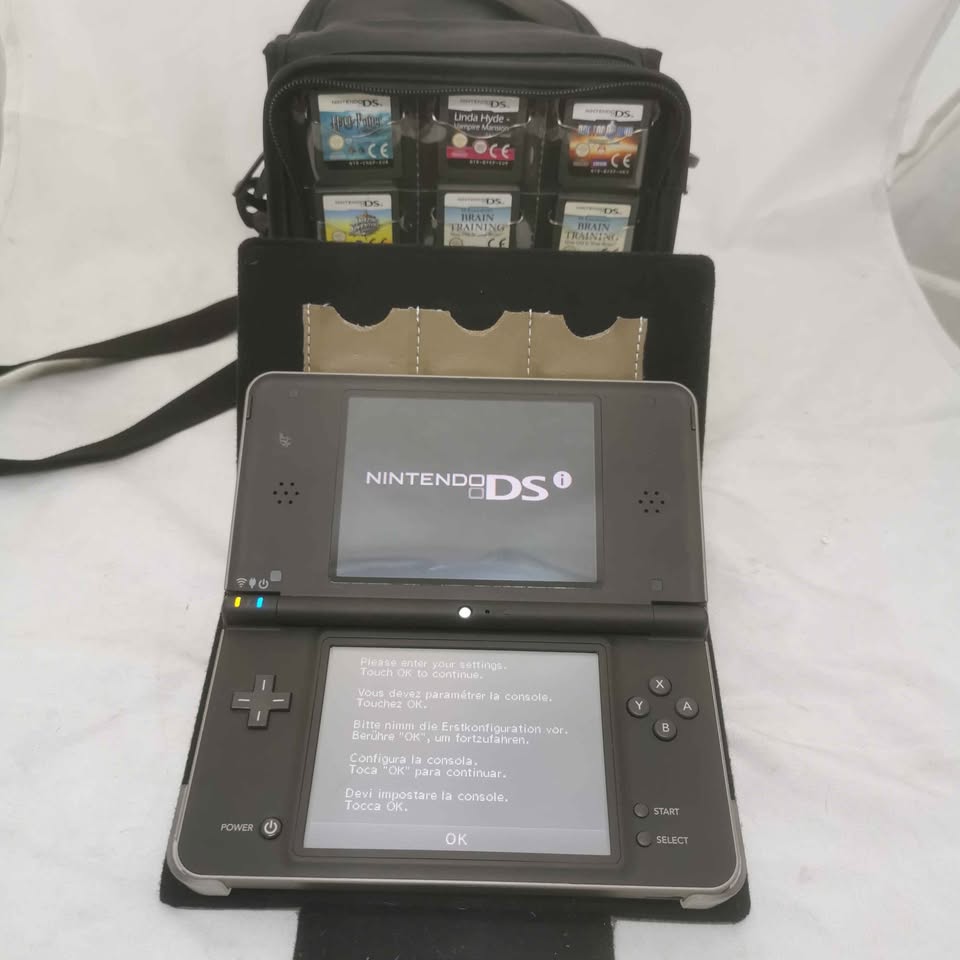 Nintendo DSi XL Console, Dark Brown, With 2 Extra Pens & 16 Game Bundle With Nintendo Case
