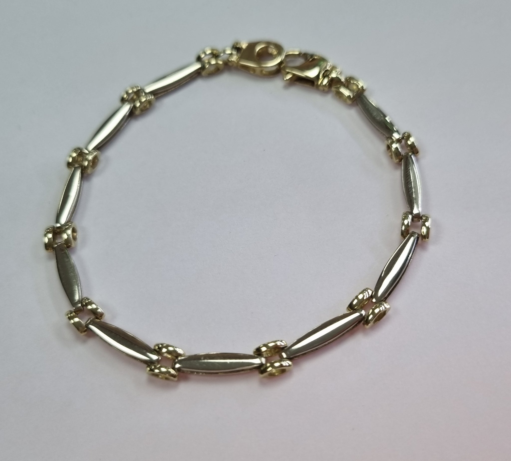 9ct white & yellow gold bracelet 7.5"