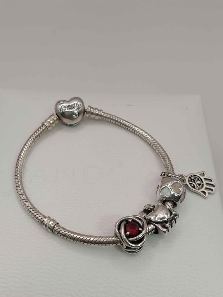 (925 ALE Hallmarked&Tested), Pandora Family Bracelet With Four Charms