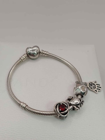 (925 ALE Hallmarked&Tested), Pandora Family Bracelet With Four Charms