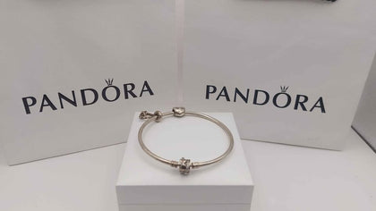 Pandora Bangle shooting star plus 2 Charms Boxed 16.03g 925