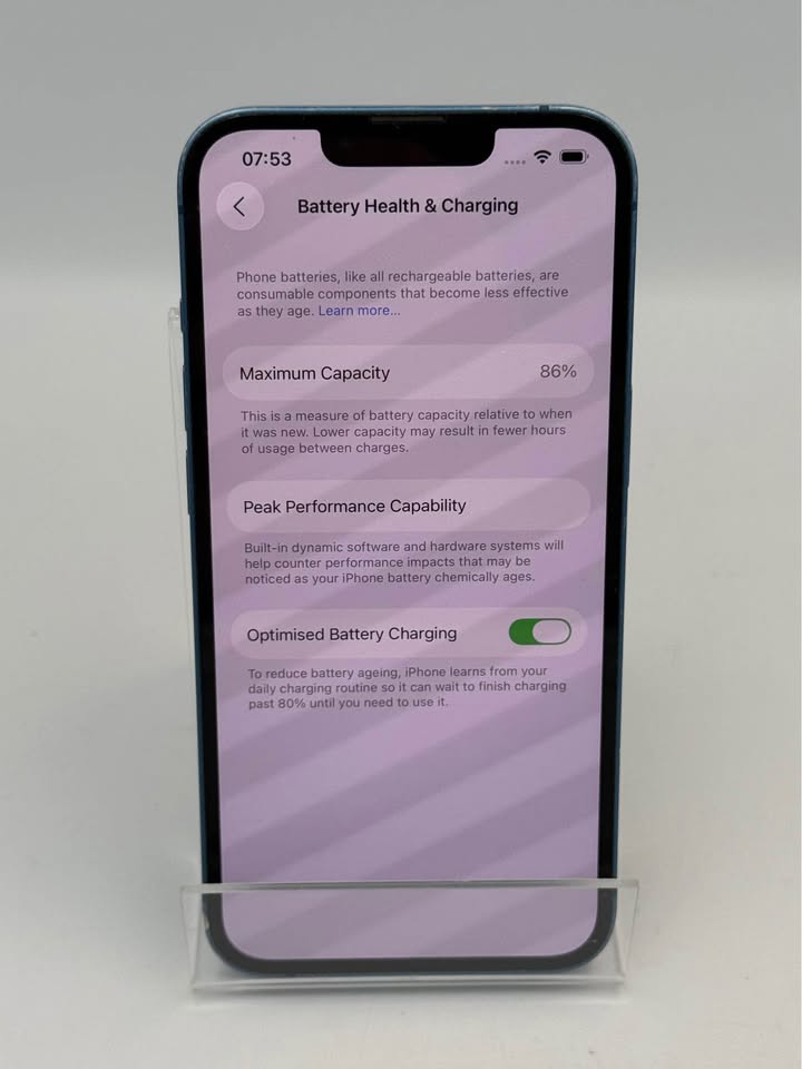 APPLE IPHONE 13, 128GB, BLUE, UNLOCKED, UNBOXED, SLIGHT CRACK ON BACK AND MINOR SCRATCHES ON SCREEN
