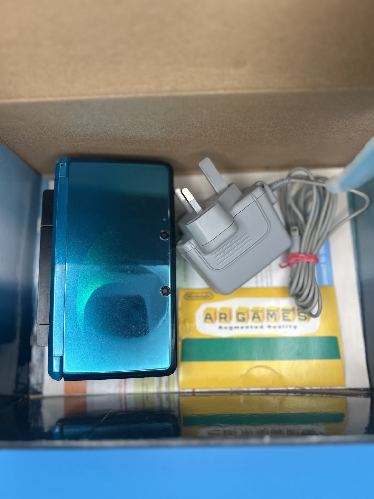 Nintendo 3DS- Aqua Blue- Includes Games, Charger and Charging Cradle