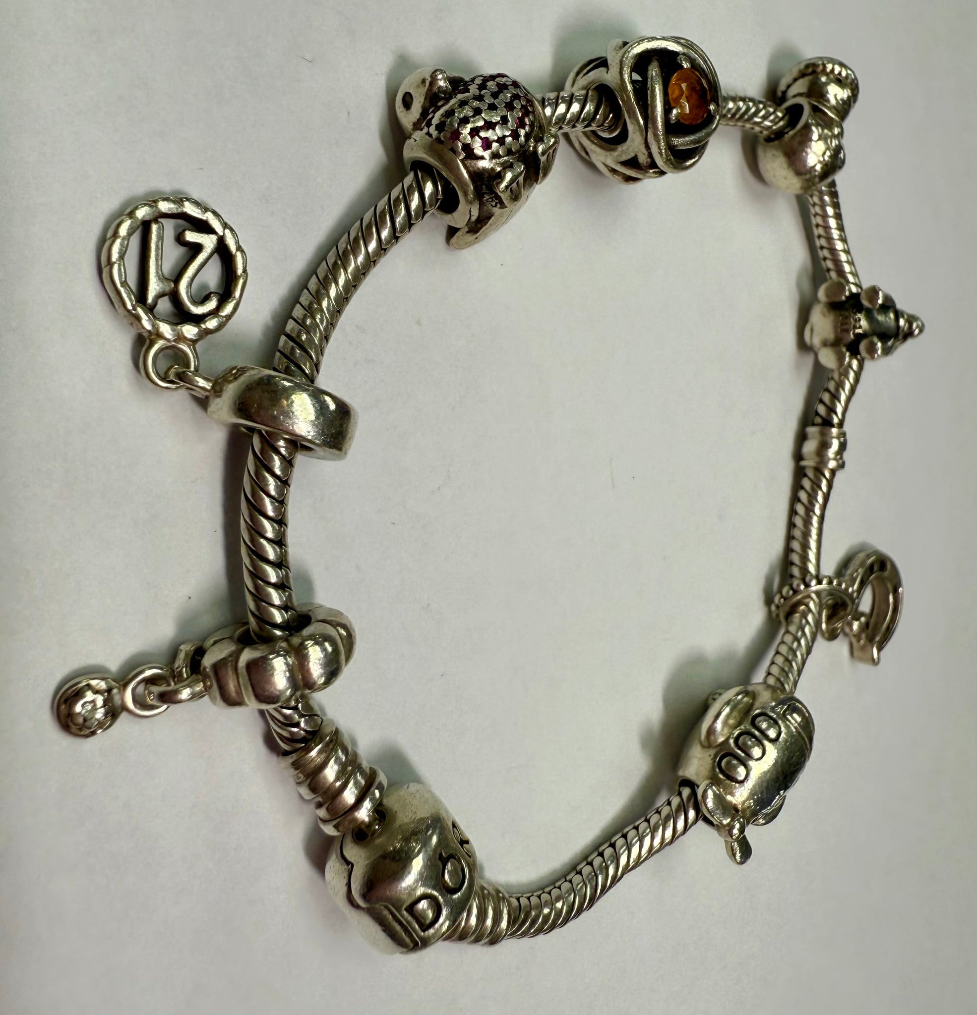 Pandora Bangle With 8 Charms - Boxed