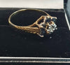 9ct Yellow Gold Ring With Clear And Blue/Black Stones - 1.9G - Size O. Hallmarked