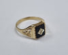 9ct gold ring black & diamond size X