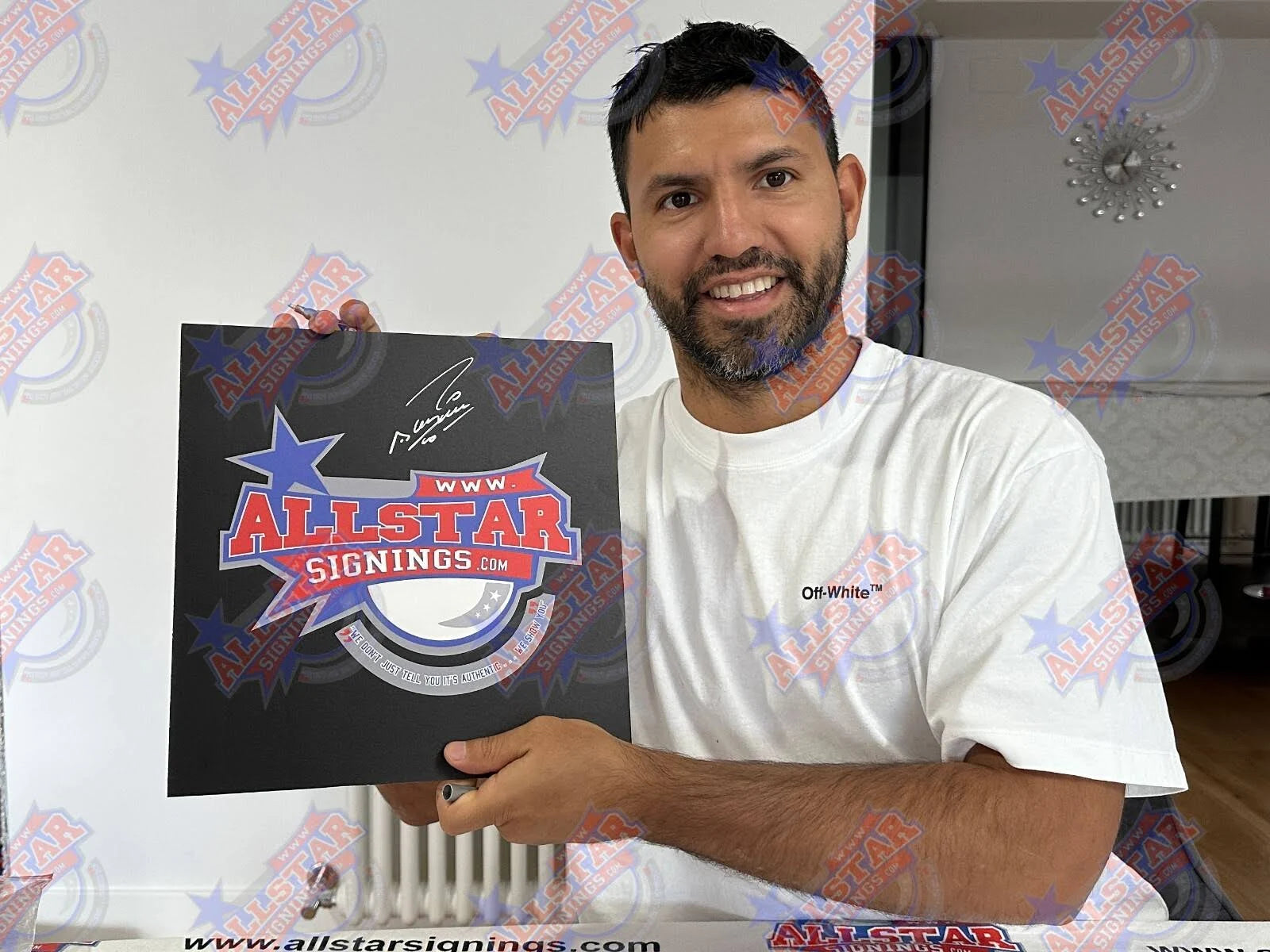 Sergio Kun Aguero Signed Manchester City Football Shirt With Proof