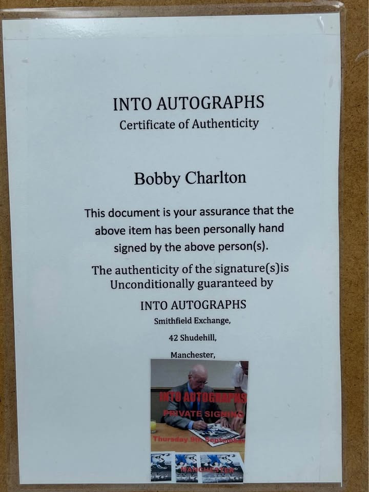 Manchester United FC ‘Sir Bobby Charlton 68 European Cup Winners’ Signed Memorabilia Certificate Of Authentication