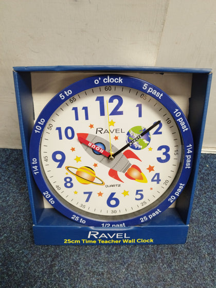 Ravel White Time Teacher Wall Clock Rocket