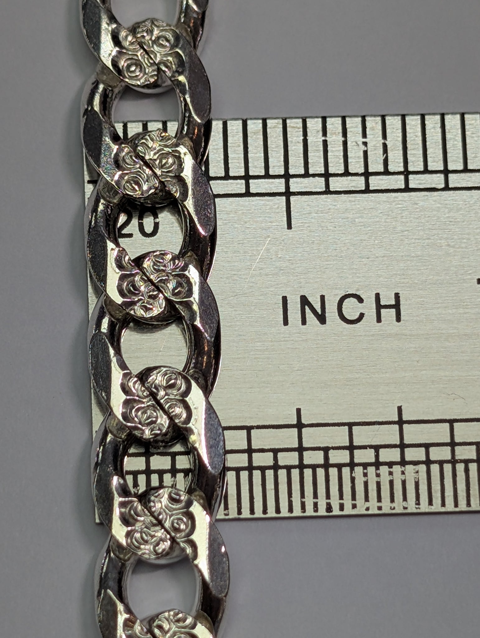 Silver patterned heavy  curb chain