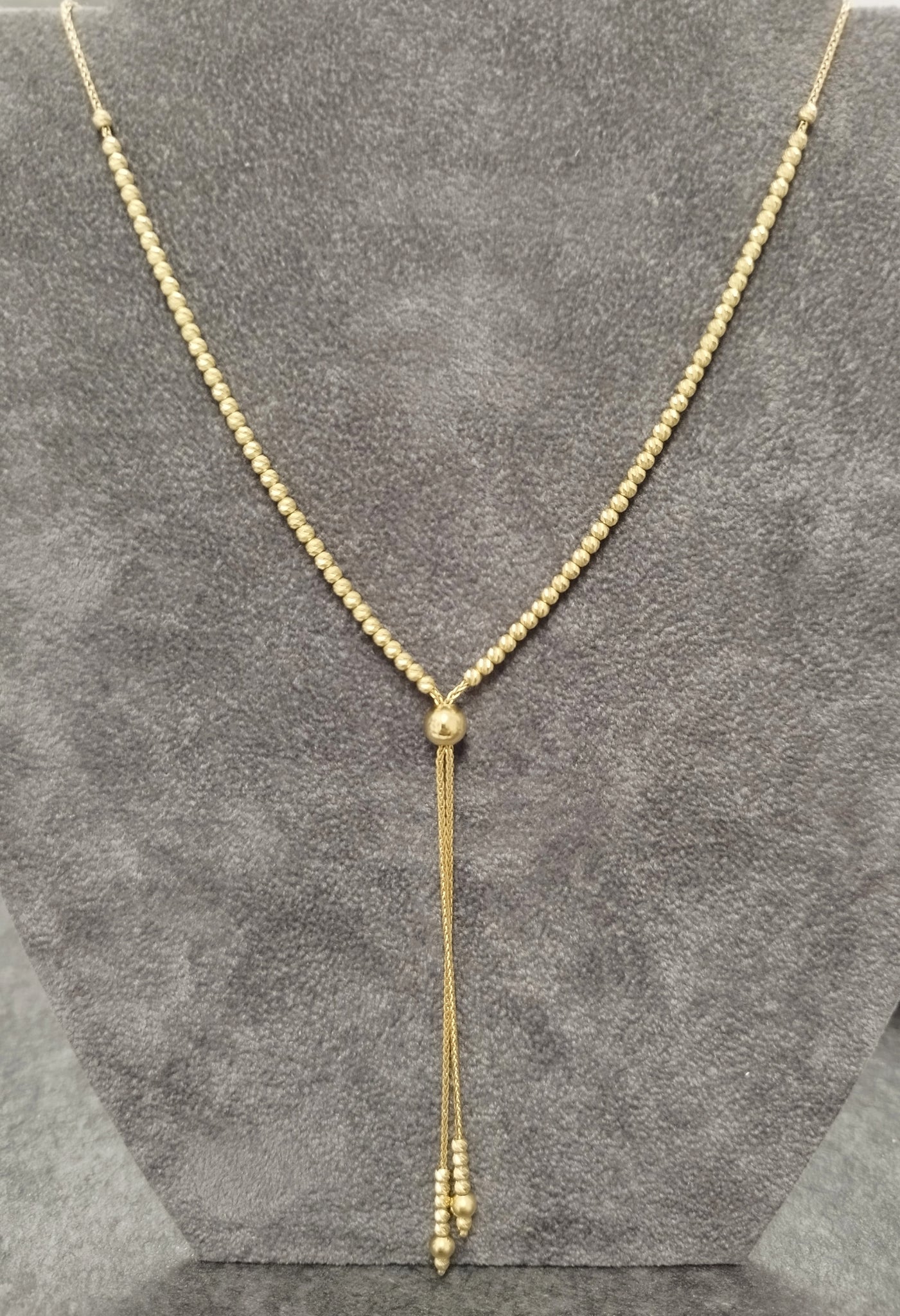 14ct Yellow Gold Elegant Adjustable Tassel Necklace