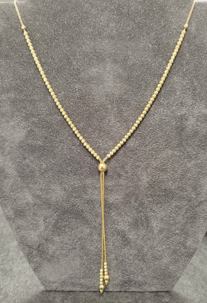 14ct Yellow Gold Elegant Adjustable Tassel Necklace