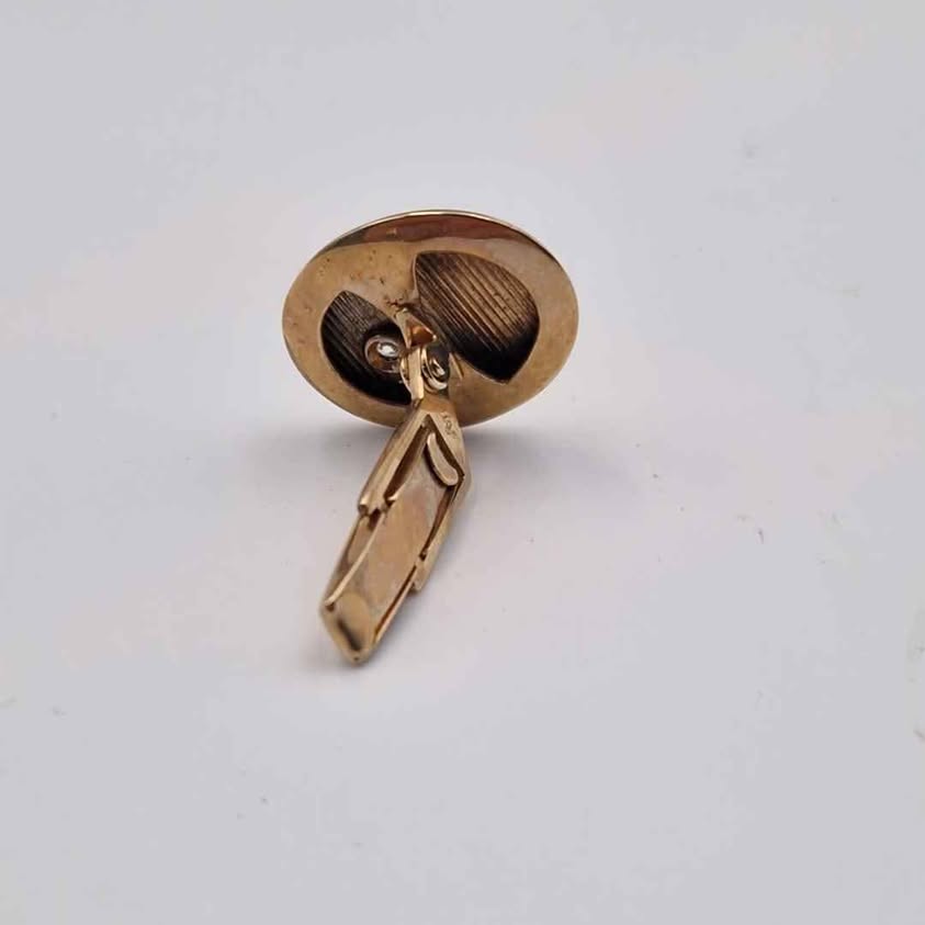 Pair Of 9ct Tri-Colour Cufflinks With CZ Stone - 6.27 Grams