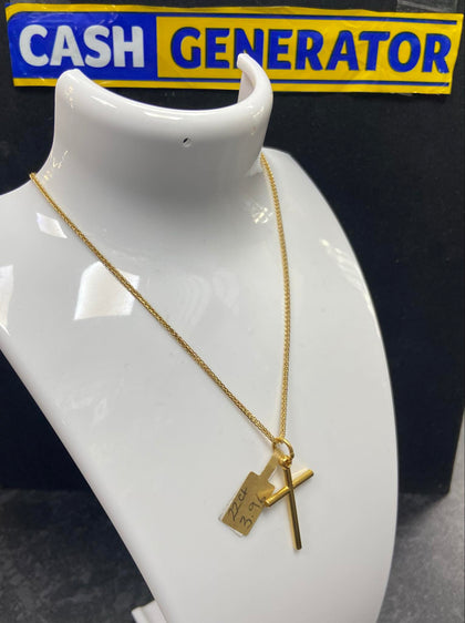 22ct Gold Cross Pendant 3.96g/ 21ct Gold Chain 4.37g 16