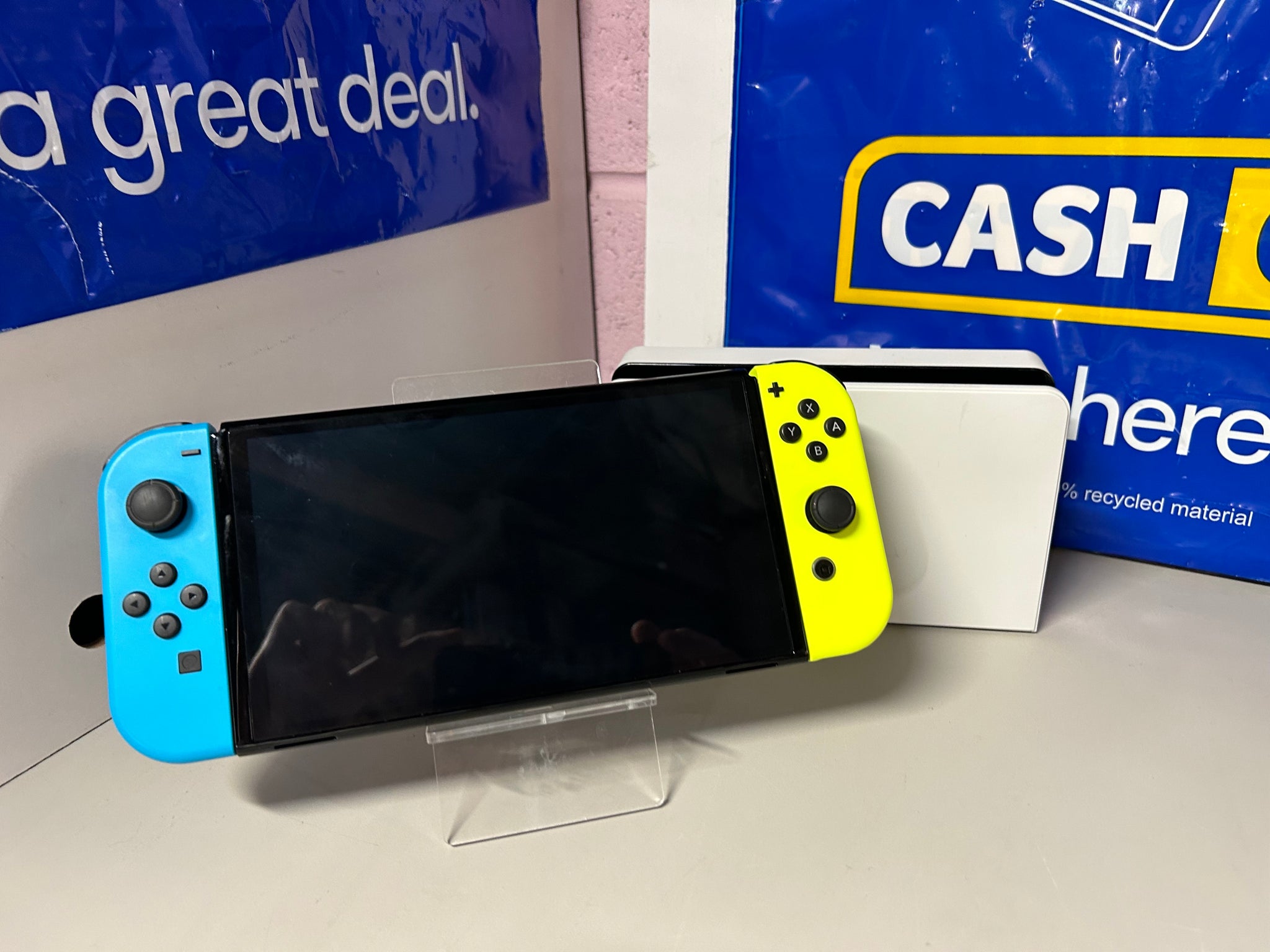Switch Console, 64GB+128GB, OLED + Blue/Neon Yellow