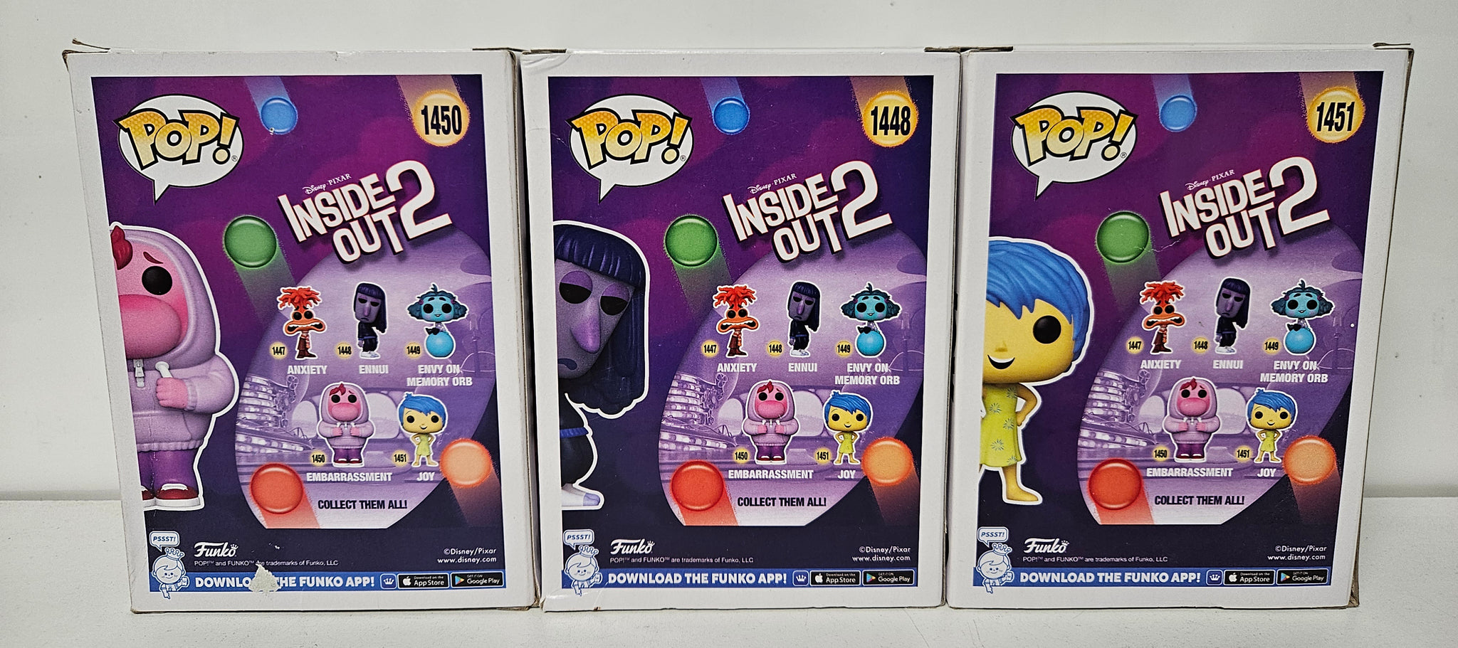 *Collection Only* Funko Pop Inside Out 2 - 3 Pack - Joy #1451 Ennui #1448 Embarrassment #1450