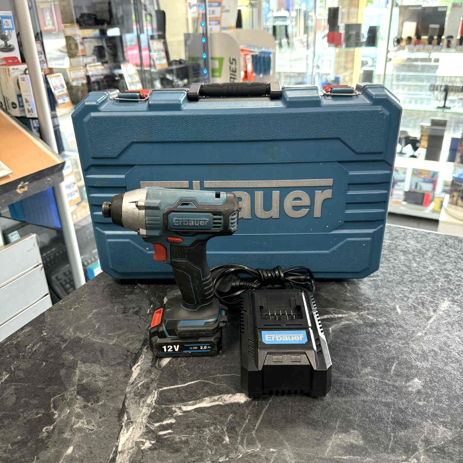 Erbauer EID12-Li-2 Cordless 12V Brushless Impact Driver + 2.0Ah Battery Charger Case