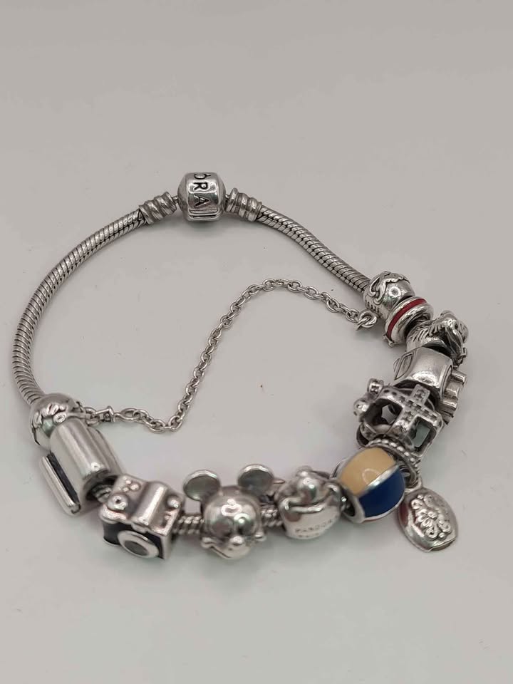 (925 ALE Hallmarked&Tested), Pandora Bracelet With 11 Charms