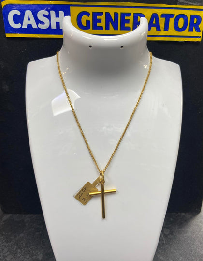 22ct Gold Cross Pendant 3.96g/ 21ct Gold Chain 4.37g 16