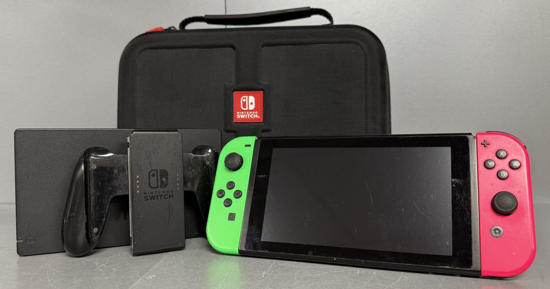 Nintendo Switch MOD.HAC-001 (-01) Neon Green Pink Joy-Con's & Carry Case ** Unboxed **