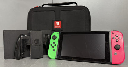 Nintendo Switch MOD.HAC-001 (-01) Neon Green Pink Joy-Con's & Carry Case ** Unboxed **