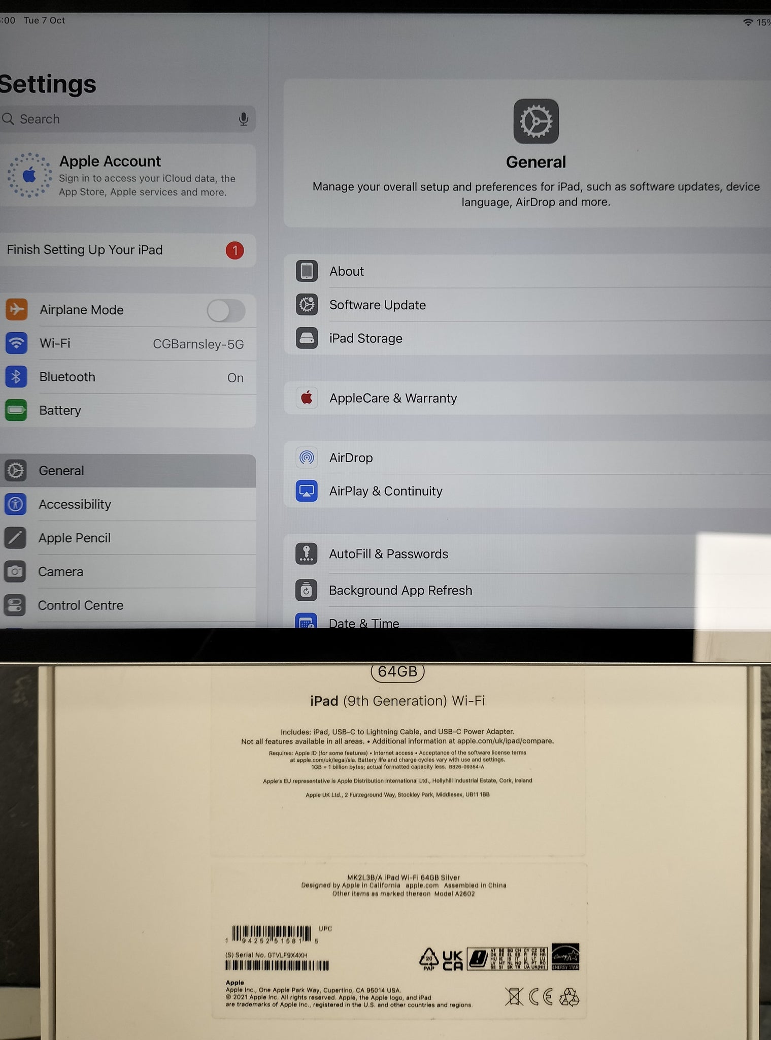 iPad 9th Gen - 64GB - Wifi - Silver .