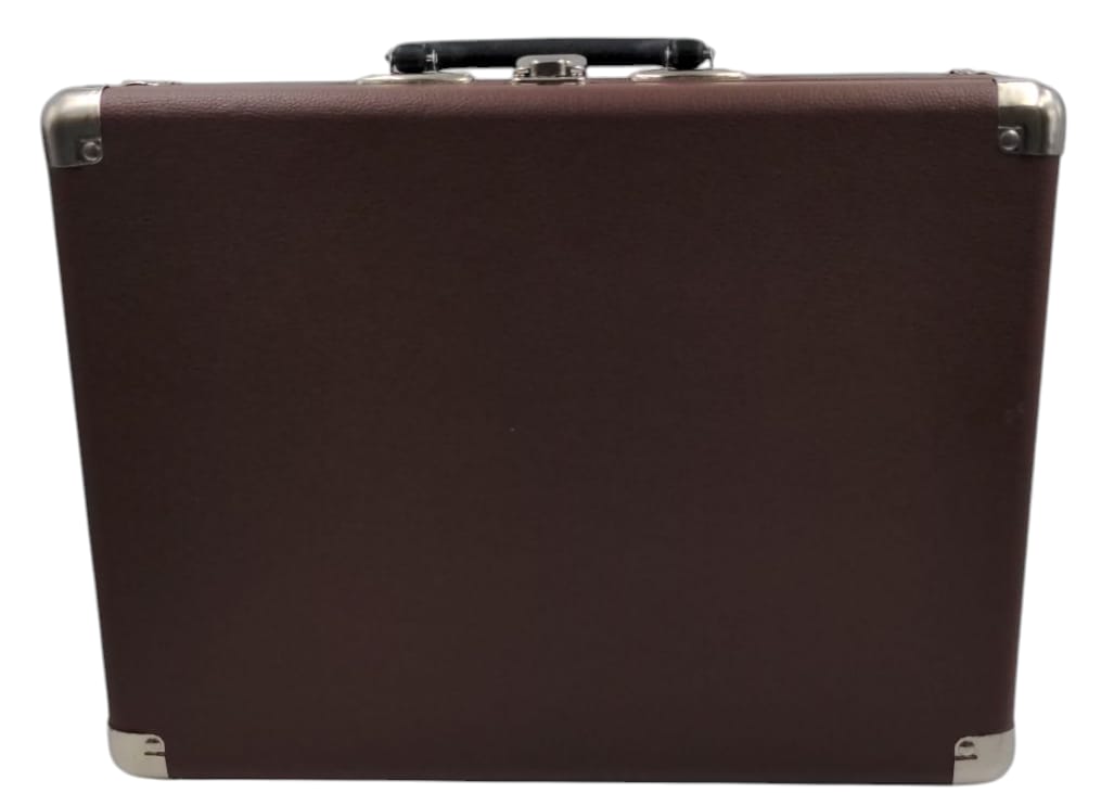 Bush Classic Retro Portable Case Record Player, Brown with 4 Vinyl Albums