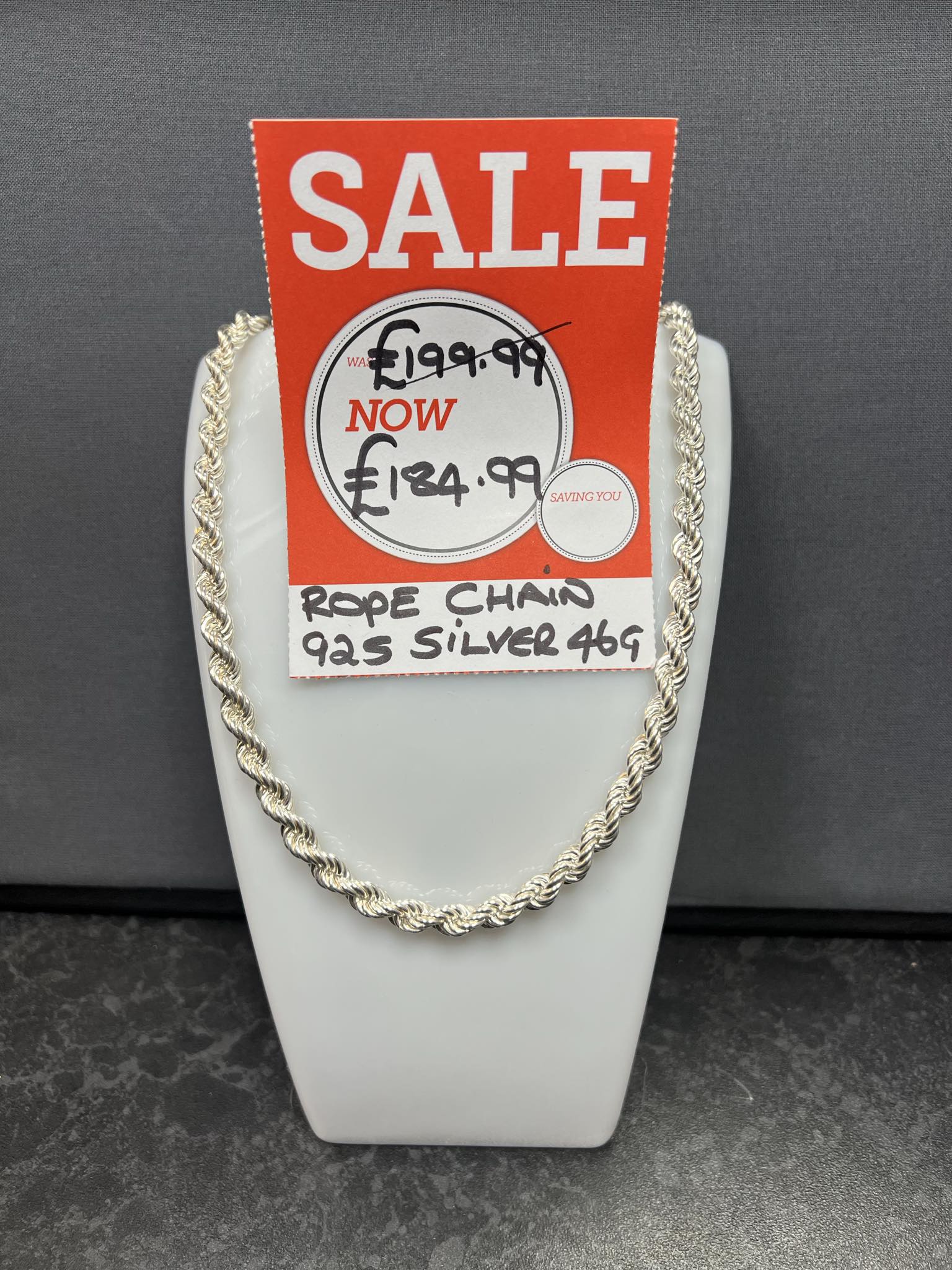 Rope Silver Chain 92s 46g 24"