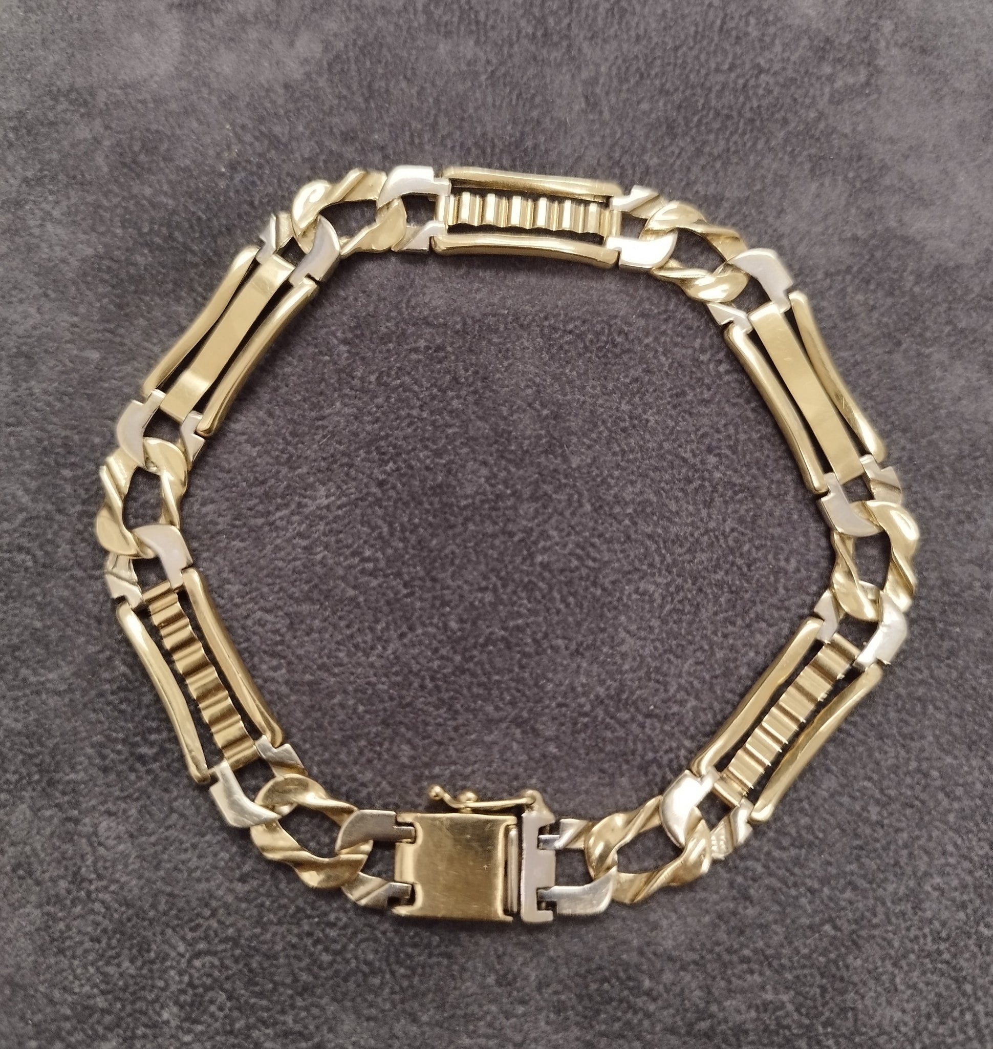 14ct Yellow & White Gold Gents Bracelet - 9"