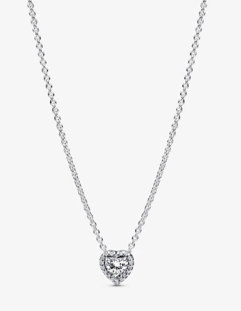 Pandora silver elevated heart necklace 18"