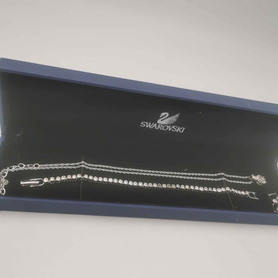 Swarovski Bracelet 7" & Necklace 18" Set With Original Box