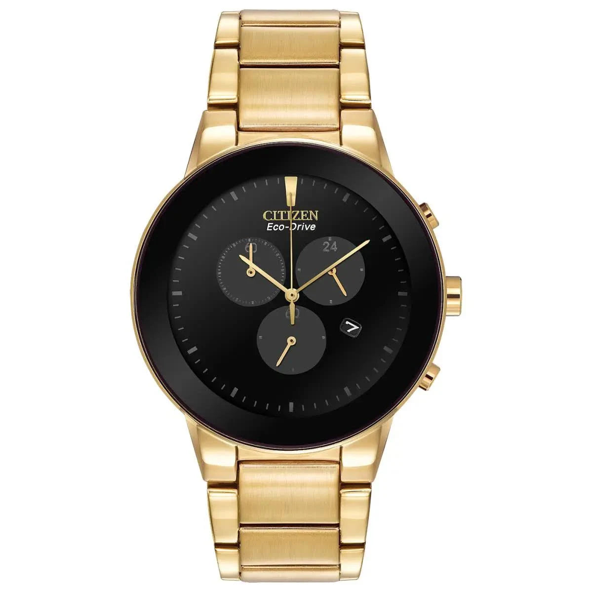 Citizen Eco-Drive Chronograph Men`s Black Dial Round Watch INT-AT2242-55E