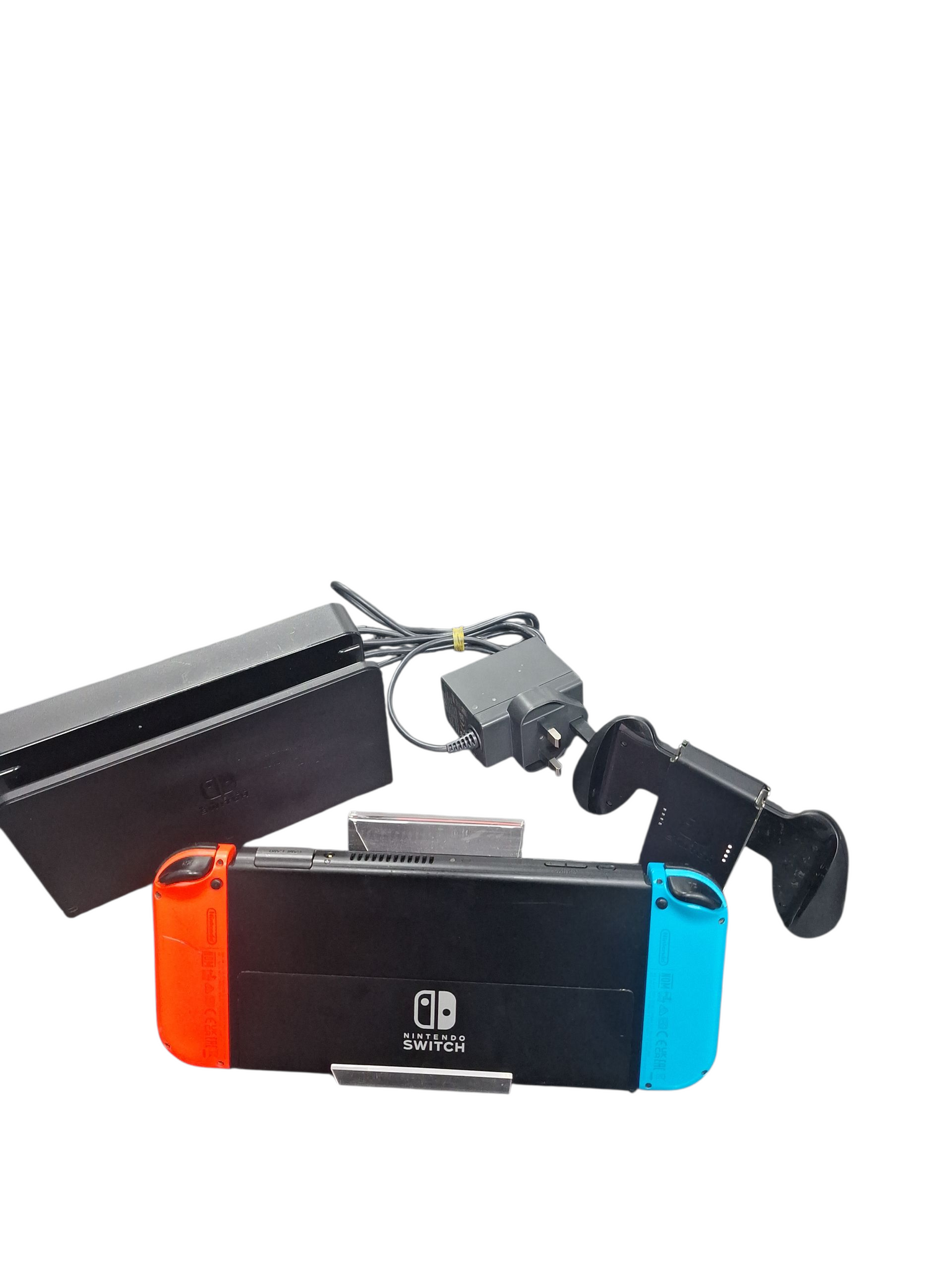 The Nintendo Switch OLED model with white Joy-Cons features a 7-inch OLED screen, 64GB of internal storage, and an NVIDIA customized Tegra processor.