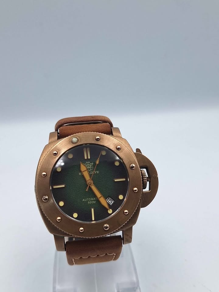 Steeldive SD1956S Bronze Element Mens Automatic 500M Divers Watch With Leather Strap - Unboxed