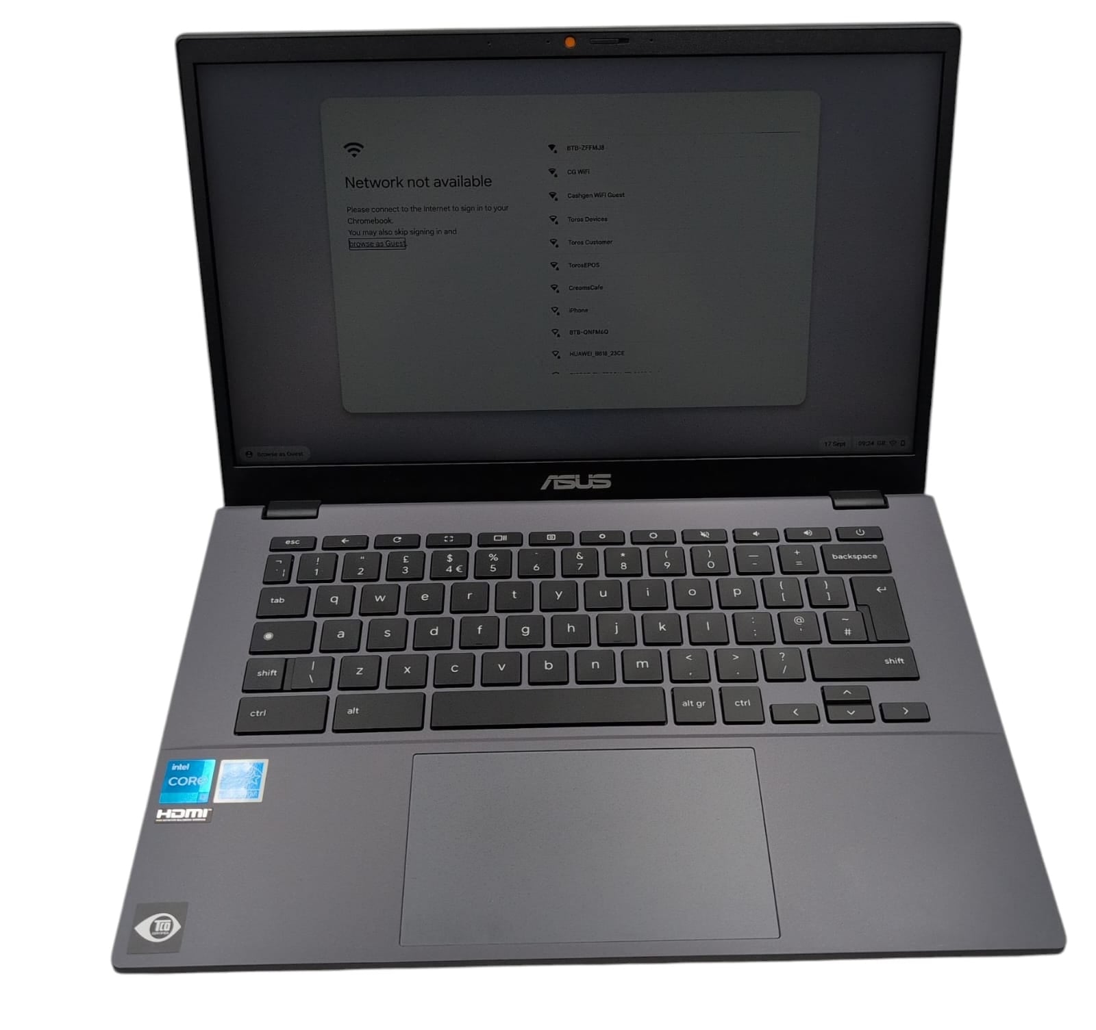 Asus CX34 14 Inch Screen Chromebook Plus Intel Core I3 8GB RAM 256GB UFS Grey