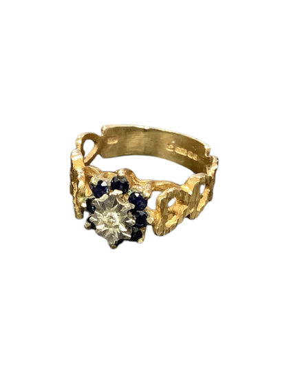 9ct Vintage Sapphire and Diamond ring size K