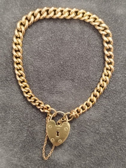 Vintage 1980 9ct Yellow Gold Graduated Curb Charm Bracelet