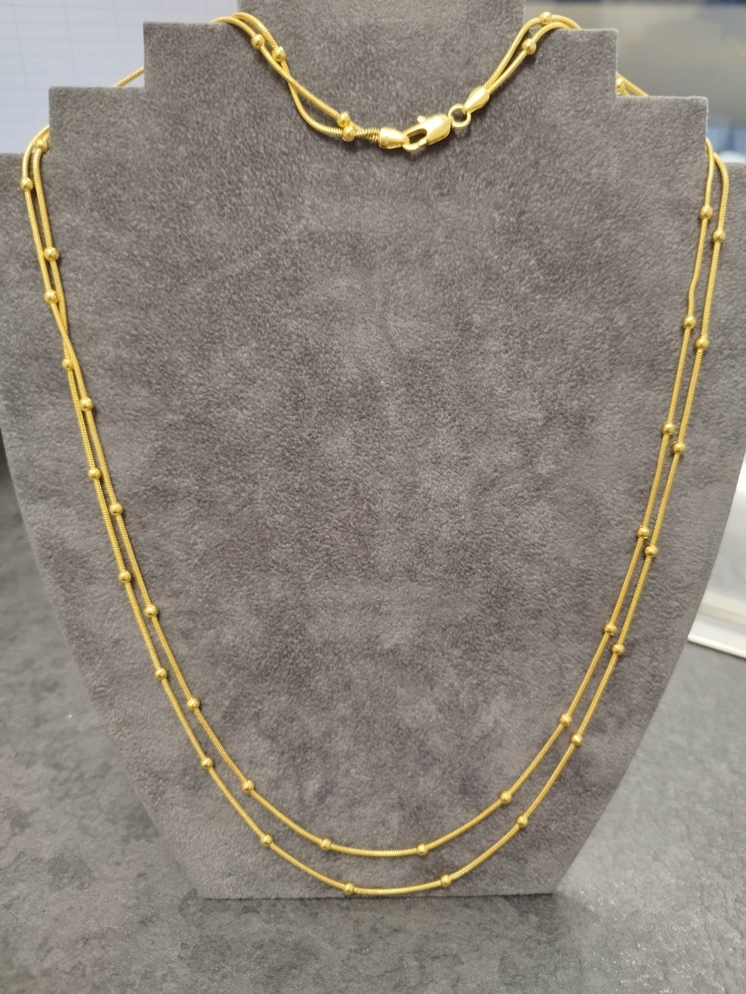 18ct Yellow Gold 'Saturn' style Chain Double Layer Necklace