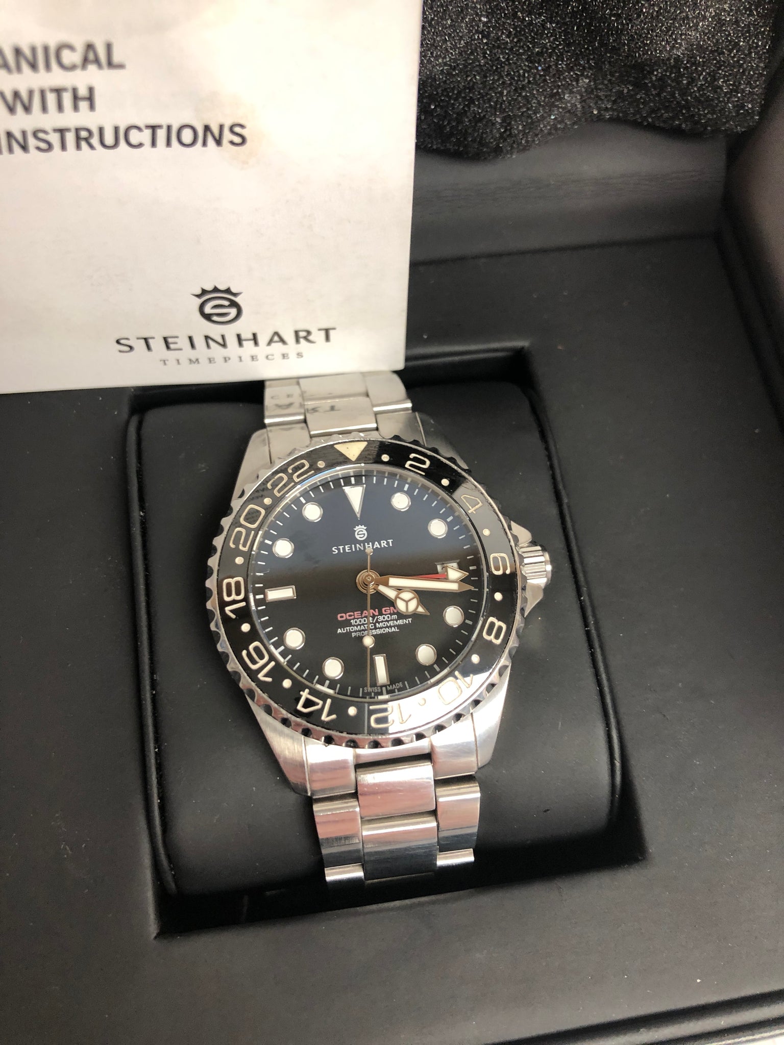 Steinhart Ocean 39 GMT BLACK Ceramic Diver Watch
