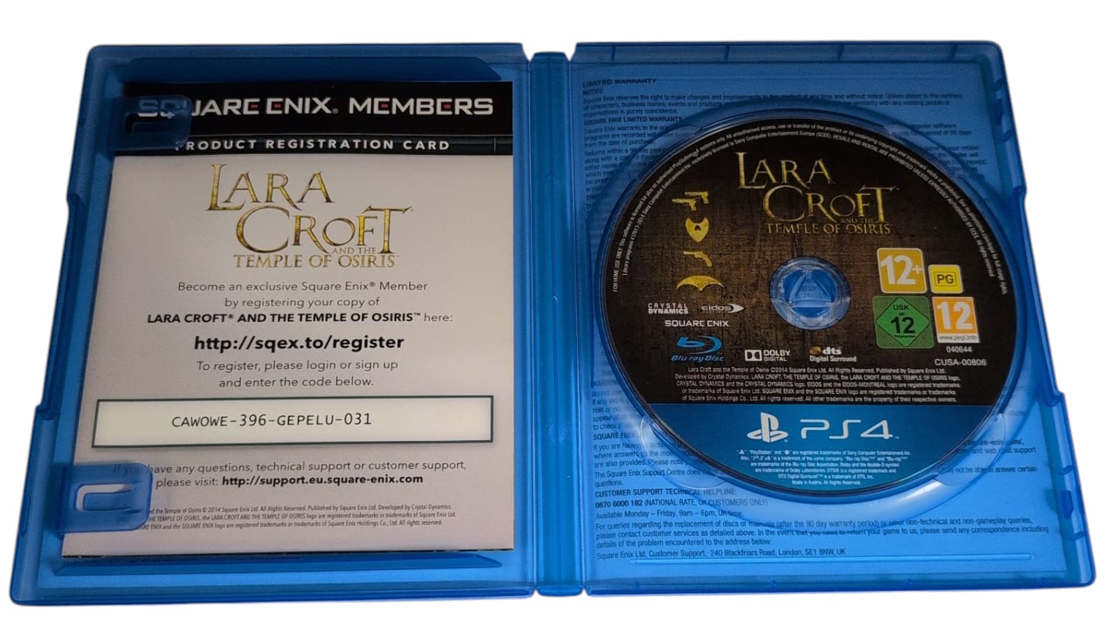 Sony PlayStation 4 Lara Croft And The Temple of Osiris Gold Edition Game