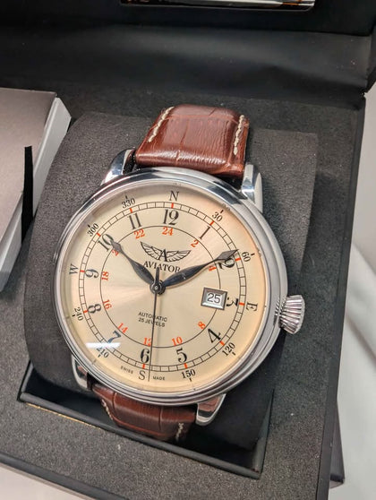 Aviator Douglas V.3.09.027.4 Swiss Made Automatic ETA Movement - Leather Strap - Boxed