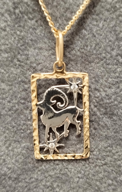 14ct Yellow/White Gold 'Aries' Pendant & 14ct Yellow Gold 27