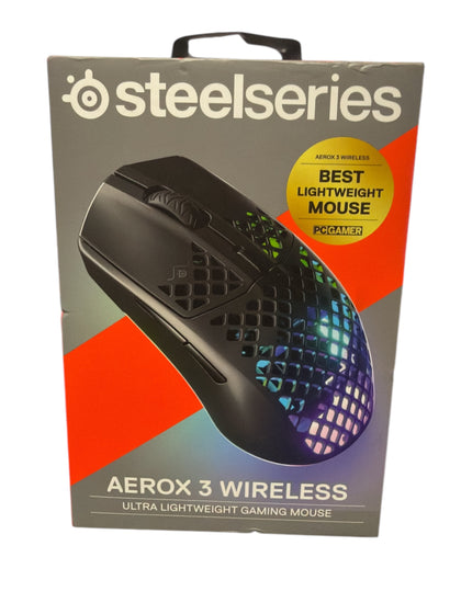 SteelSeries Aerox 3 Wireless - Holey RGB Gaming Mouse - Ultra-lightweight Water Resistant
