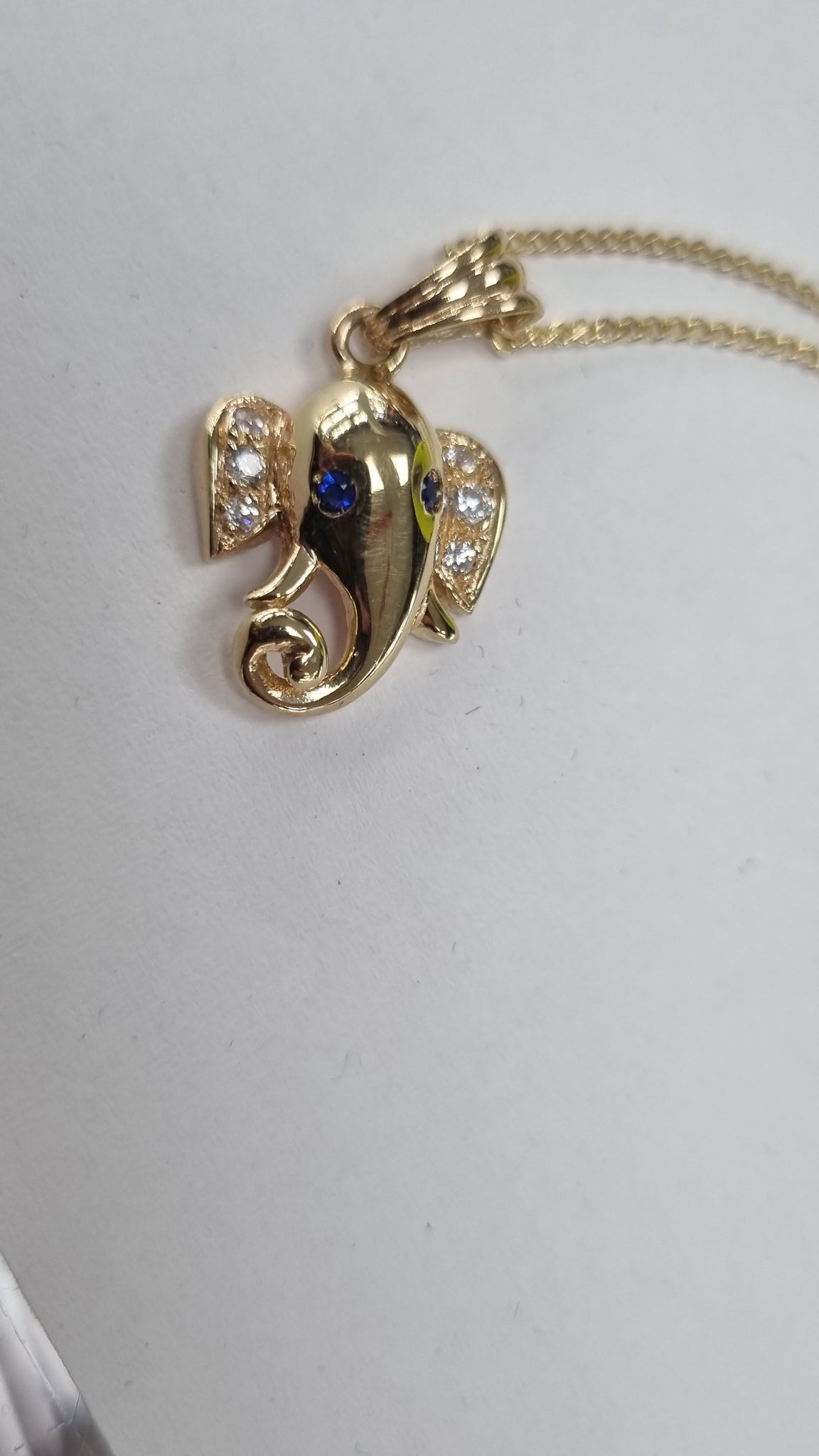 9ct gold necklace with elephant pendant