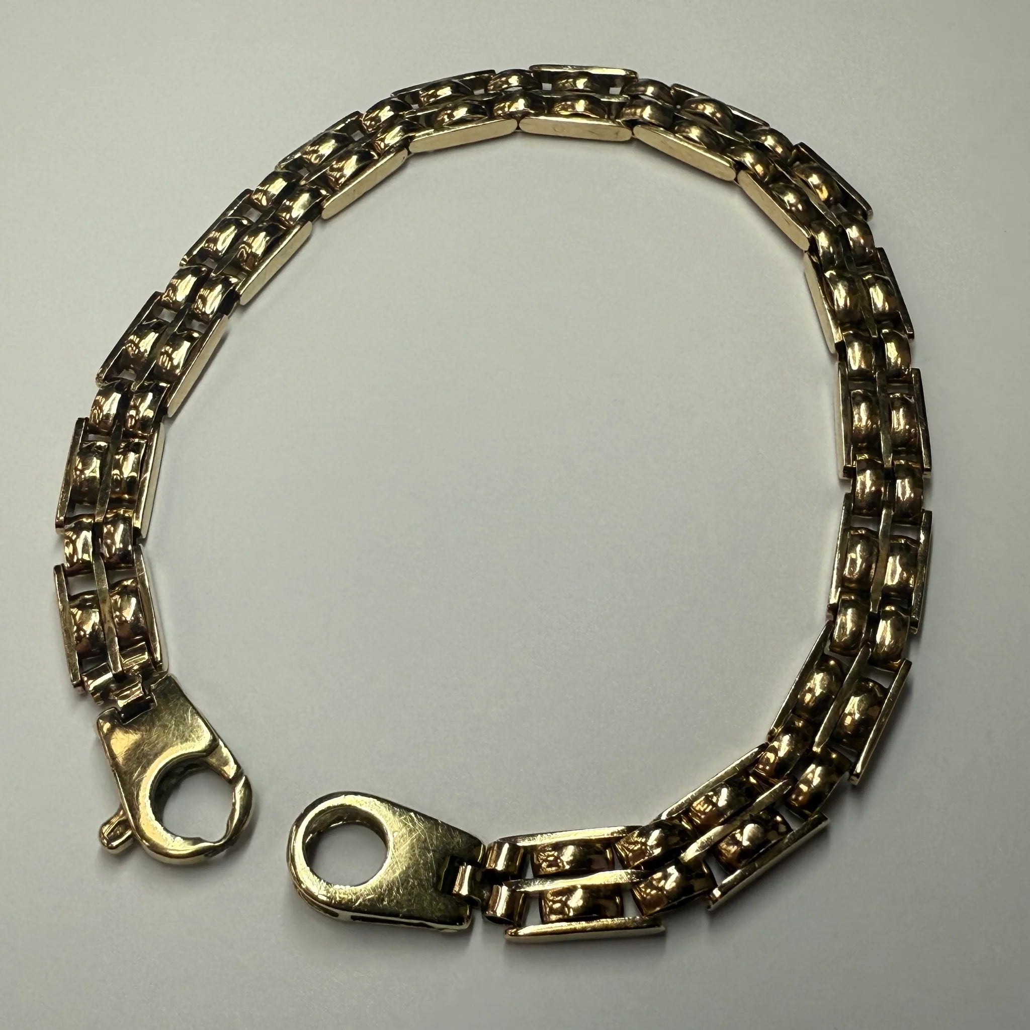 9ct Yellow Gold Flat Cage Bracelet 8"
