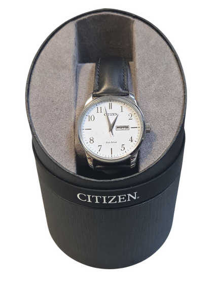 Citizen Gents Steel Eco-Drive Watch on Strap with Date BM8550-14A