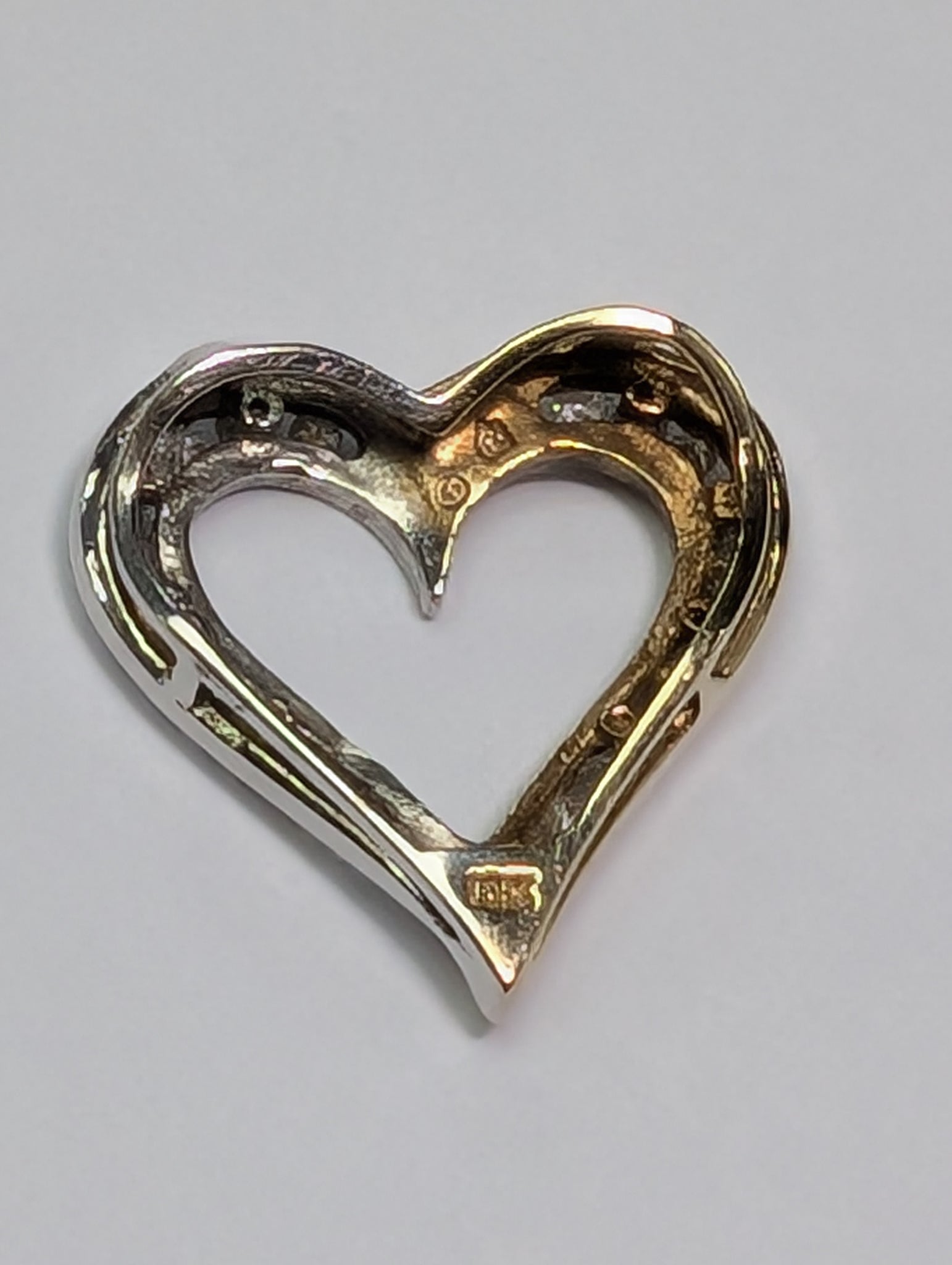 9ct Yellow & White Gold Diamond Heart Pendant