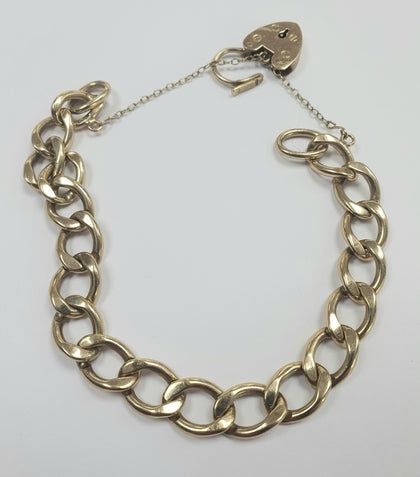 9 CT GOLD CURB BRACELET WITH PADLOCK