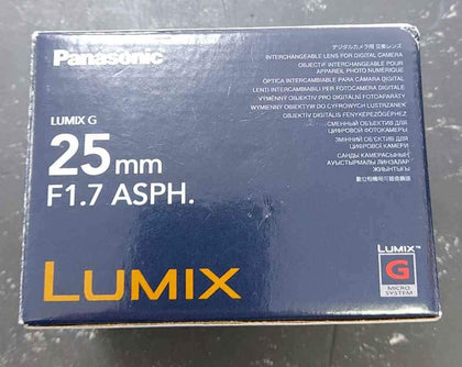 Lumix 25mm f1.7 b boxed, body only with front CAP