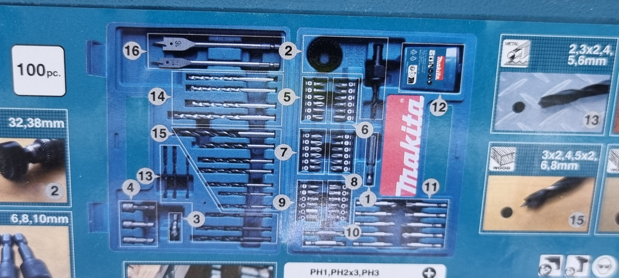 MAKITA 100 Piece Drill Screw Bit Set - B-53811 NEW